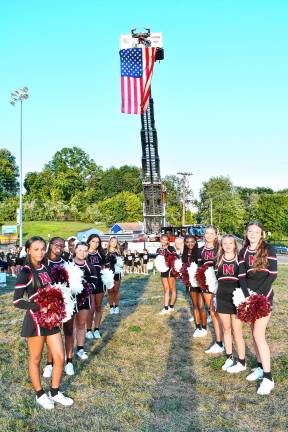 Members of Newton Braves Youth Cheerleading pose at the 2025 Pep Rally on Thursday, Aug. 28. (Photos by Maria Kovic)