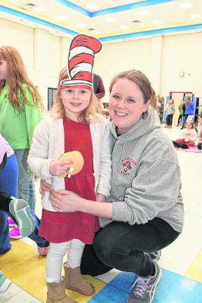 Isabella and Kelly Gorton are shown at the Byram Elementary School's family reading night.