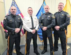 <b>Sussex County Sheriff Michael Strada is shown with Undersheriff Matthew Avenatti, Sgt. John Freykar, Sheriff’s Officer Ken Farber, Sheriff’s Officer Christopher Centrelli, Investigator William Cisko.</b>