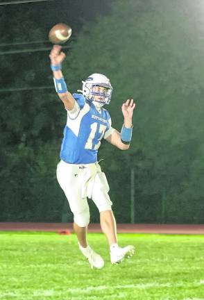 Kittatinny quarterback Jameson Reilly throws the ball in the first half.