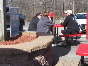 Folks enjoyed the cones and the warming weather.