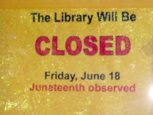 The Dorothy Henry Library in McAfee was closed in observance of Juneteenth, a brand-new federal holiday (Photo by Janet Redyke)