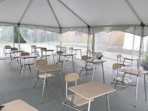 A tented, socially distanced classroom at Sullivan County Community College, which has received $1.2 million in federal coronavirus relief. (Photo provided)