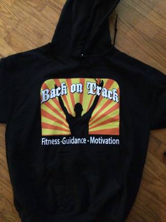 Jersey Shirts and Designs can make one or many products with whatever design you like. Here is a hoodie they designed for The Back on Track Agency. Photo by Laurie Gordon