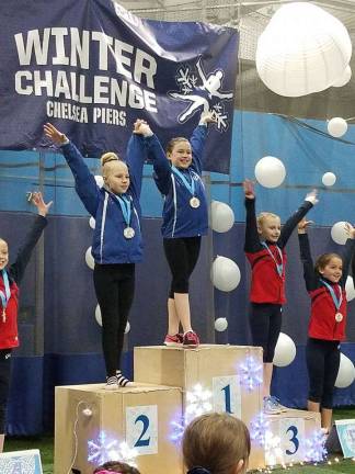 Kate Sutphen in first place and Kacy Biddiscombe in second at Chelsea Piers.