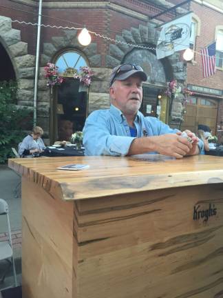 Brewer Dave Cooper was one of the representatives of Krogh's Restaurant and Brew Pub at Taste of Newton. Krogh's is located in the heart of Sparta and will be opening a brewery in Newton, on Patterson Street, in October.