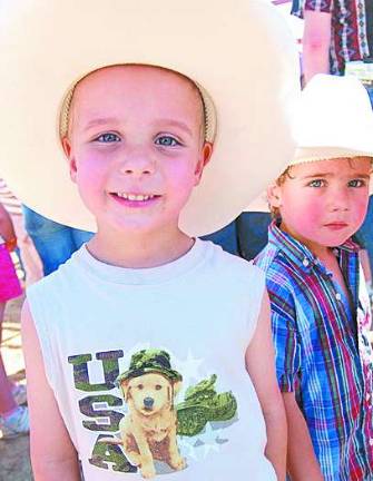 Twins Cody and Ty Applebaum, 4, of Sussex, are ready for the rodeo. The Sussex Christian School Pro Rodeo took place at the Sussex County Fairgrounds on Saturday, May 19.