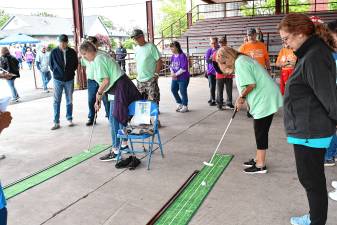 <b>Participants compete in Golf Putt at the Sussex County Senior Olympics on June 17 at the fairgrounds in Augusta. (Photos by Maria Kovic)</b>