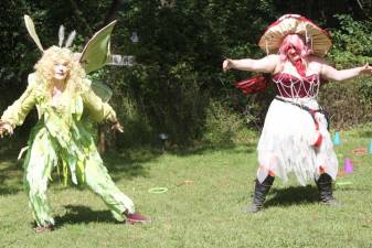 Hannah Salny, left, and Brianna Ottensman, both of Newton, in their costumes at the Sparta Renaissance Festival. (Photo by Deirdre Mastandrea)