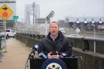 Near the George Washington Bridge (GWB) on Monday, Dec. 2, 2019 Gottheimer urges the Port Authority not to go through with its plan to eliminate the carpool toll discount for New Jersey motorists heading into NYC.
