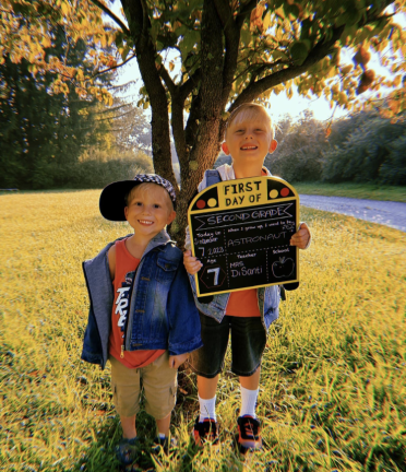 Henry and MJ ready for pre-K and second grade.