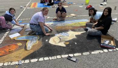 Lenape Valley Regional High School students take part in the annual chalk art event May 23. (Photos provided)
