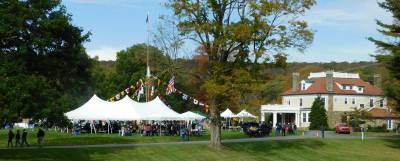 Hikers at the Byram Charity Hike at Hudson Farm began and ended their route on the side lawn of the hunt club, on Saturday, Oct 12, 2019.