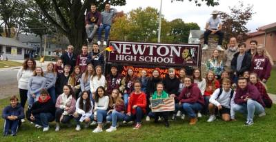 Newton High School students with their visiting students from the German American Partnership Program (GAPP) this October. In the summer, Newton students will head to Germany.