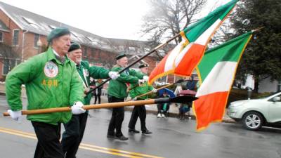 The Ancient Order of Hibernians marching in last year's parade