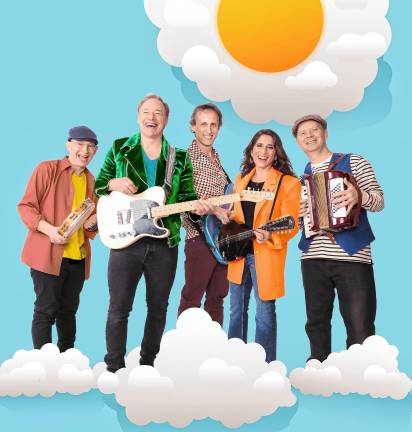 <b>Brady Rymer, second from left, with other members of the Little Band That Could. From left are Larry Eagle, Rymer, Jeremy Chatzky, Liz Queler and Seth Farber. (Photo byJayme Thornton)</b>
