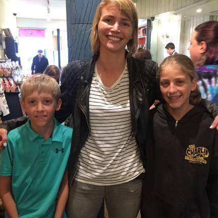 Lucy Franks and her brother Daniel with Chloe Dahl, Roald Dahl's granddaughter Photos courtesy of the Franks family