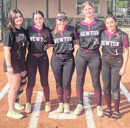 Newton softball seniors, from left, are: Jordyn Young, Mackenzie Greenhalgh, Emma Trout, Aubrey Sawler, and Bella DeLeon.