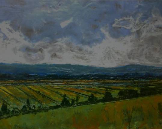 Encaustic painting “Summer Fields” by Laura Martinez-Bianco