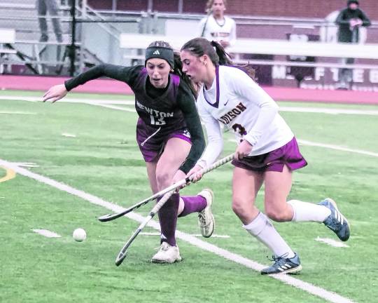 Newton's Meadow D'Annibale and Madison's Bella Blunda pursue the ball.