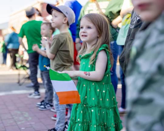 Children watch the Port Jervis St. Patrick’s Day Parade.