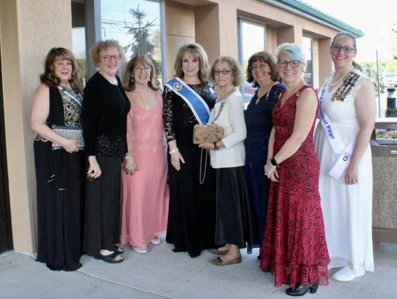 From left are Bonnie Matthews, Joanne Cosh, Katherine Cook, President General Pamela Wright, Allyn Perry, Kathleen Weakland, Lisaann Permunian and Laura Franek.