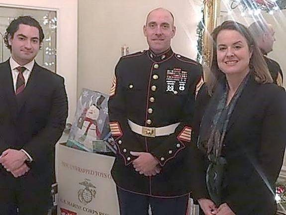 From left are Shan Kadkoy, trustee of the Sussex County Bar Association; 1st Sgt. Brian Dillon of the 2nd Battalion 25th Marine Regiment, Picatinny Arsenal; and Diane Hein,secretary of the Bar Association.