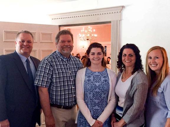 (From left) Kittatinny Superintendent Craig Hutcheson, Mr. Louis Hahn, Cassi Hahn, Mrs. Rebecca Hahn, and Guidance Counselor Jolene Hegarty.