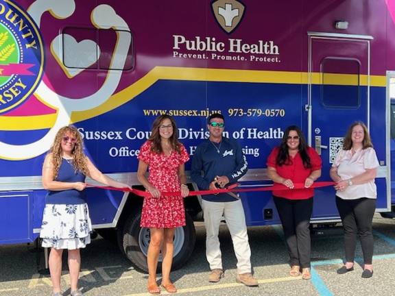 From left are Christine Florio, Sussex County Health and Human Services administrator; Jill Space, deputy director of the Sussex County Board of County Commissioners; Chris Carney, director of the board; state Assemblywoman Dawn Fantasia; and Jennifer Shortino, health officer/director. (Photo provided)