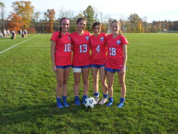 Kittatinny soccer players, from left, Taylor Haugh, Sienna Templeton, Brooke Nelson and Kendra Deckert scored goals.