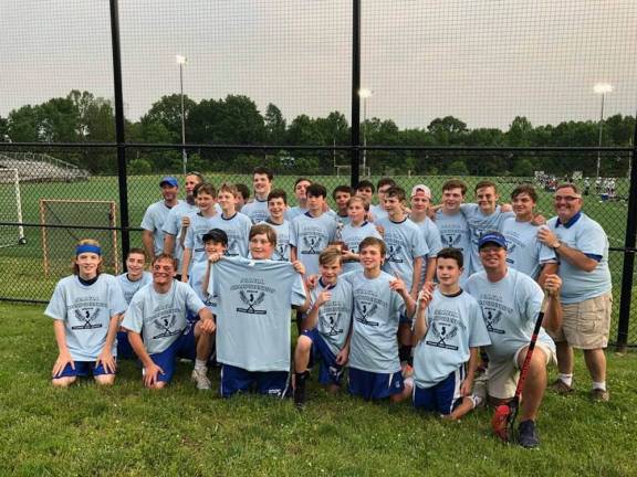 The Kittatinny Youth Lacrosse 8th grade boys' team clinches the division title for the first time in program history. (Photo provided)