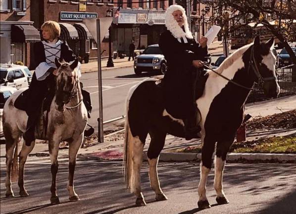 Reverend Canon Robert Griner travels on horseback to the 250th anniversary of Christ Episcopal Church on Sunday, Nov. 3, 2019.