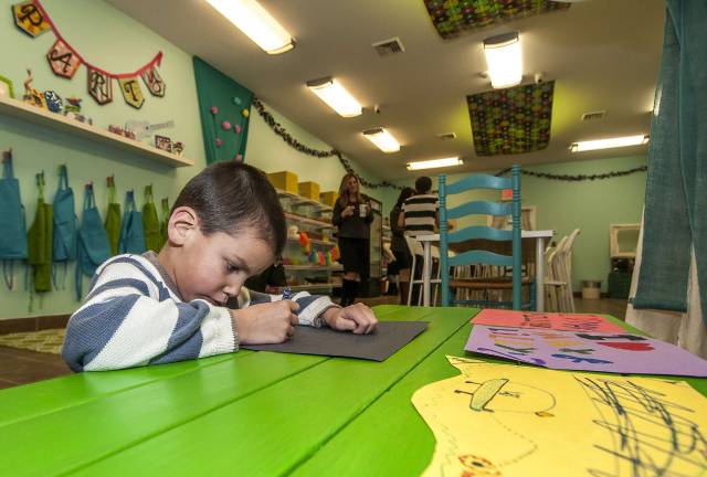 Gabriel Rizzo, 6, of Sparta hard at work on a project.
