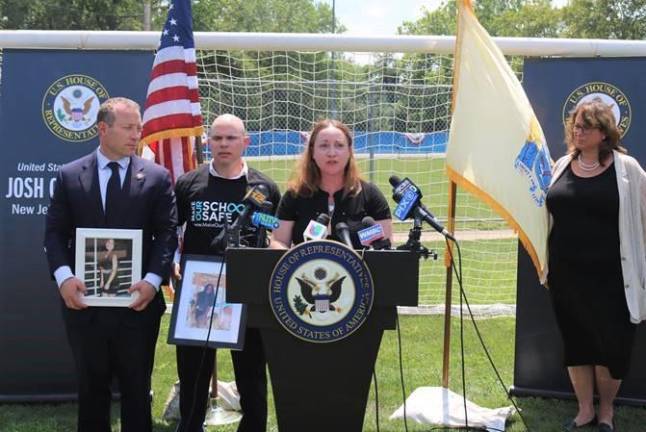 Lori Alhadeff, the mother of Parkland, FL, school shooting victim Alyssa Alhadeff, and former Woodcliff Lake, NJ, resident, helps announce nationwide school safety legislation.