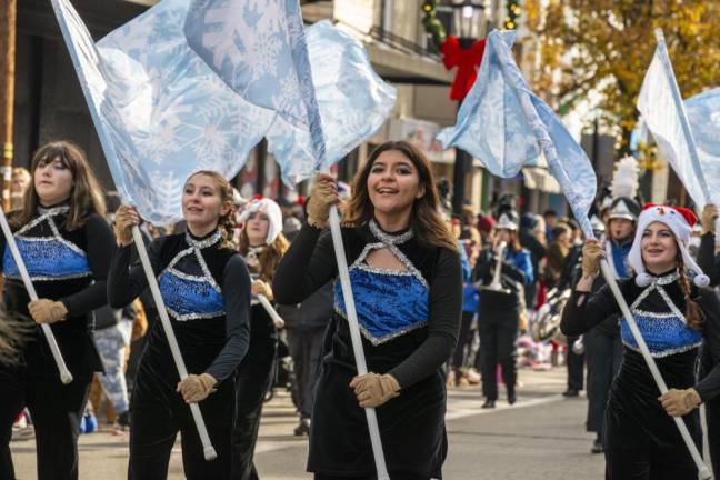 The Kittatinny Regional High School Color Guard marches in the parade.