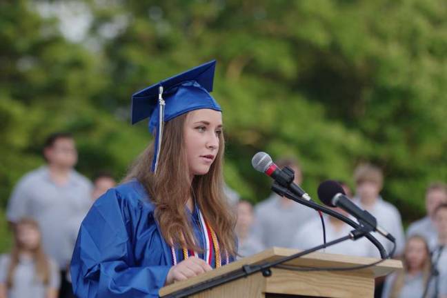 Valedictorian Jane Rothrock speaks.