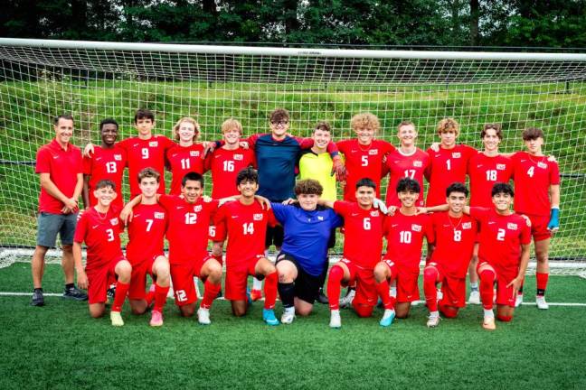 The Lenape Valley Regional High School boys soccer team won its first three games of the season. (Photo by Peter Scholl)