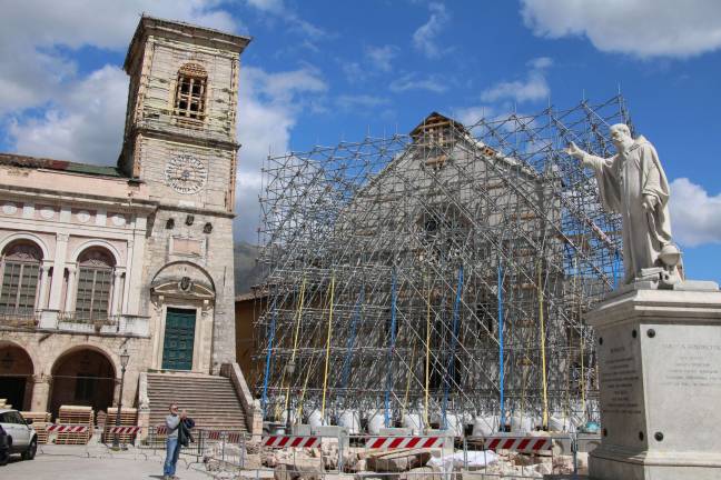The Basilica of St. Benedict suffered major damage during the quake Photos courtesy of St. Kateri Squires