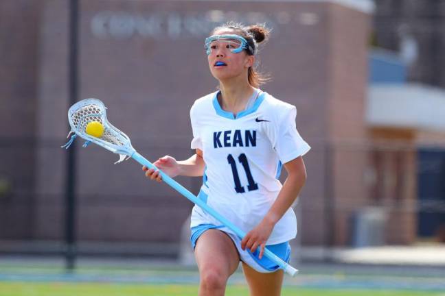 Shirley Chen, a Lenape Valley Regional High School graduate, started in all 16 games for the lacrosse squad at Kean University. (Photo courtesy of keanathletics.com)