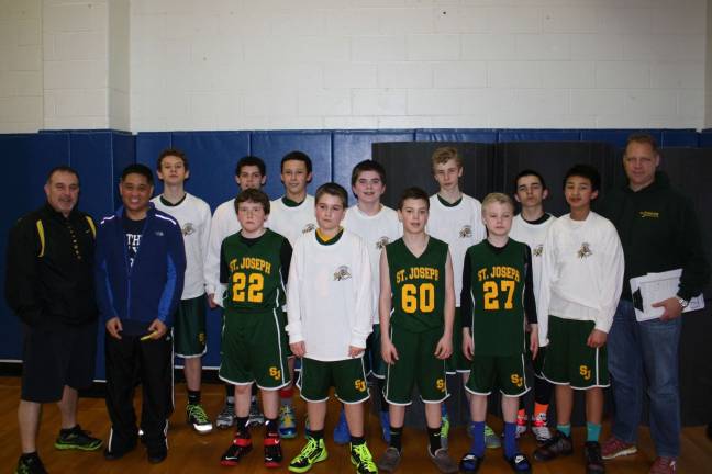 Front row, left to right, Coach Brazzano, Coach Cordero, Matthew Hayden, Brendan Karolchyk, Jake Brazzano, Eian McClain and Ryan Cordero, Back row, left to right, Coach Brazzano, Matt Malvey, Len Mier, Luke Dykstra, Brandon Read, Will Vealey, Matt Emering and Coach Dykstra.