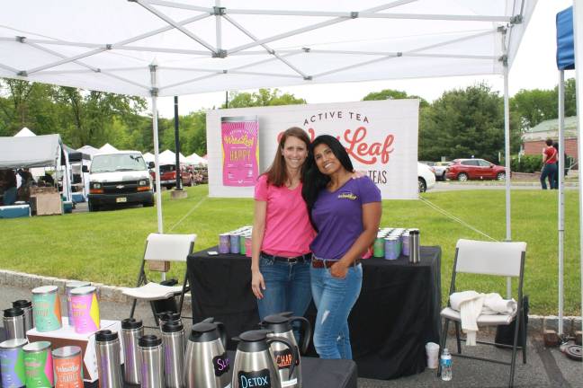 Wild Leaf Active Tea is being sold for the first time at Sparta Farmers Market. &#xa0;Founder/Owner Susan Parnell with her friend and helper Adela Williams.