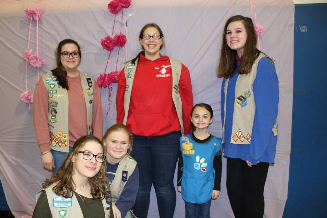 Five Girl Scouts and a Daisy, from left, in front, Gabby Dan, Jess McThomas; standing, Sophia Dan, Theresa Jennings, Daisy Grace Wiseman, and Kaylin Botha