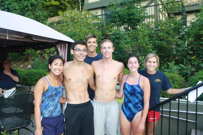 L to R: Emily Tighe, Chris Rudel, Coach Tim Holovacs, Jarrod Schwesinger, Valerie Russo and Coach Sarah Pisano