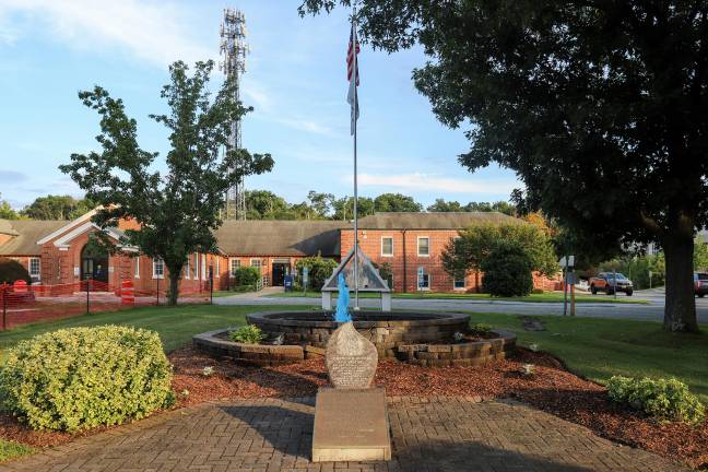 West Milford’s 9/11 Memorial Park features a water fountain and memorial stone in honor of the five residents who perished on September 11, 2001. Photo by Aja Brandt
