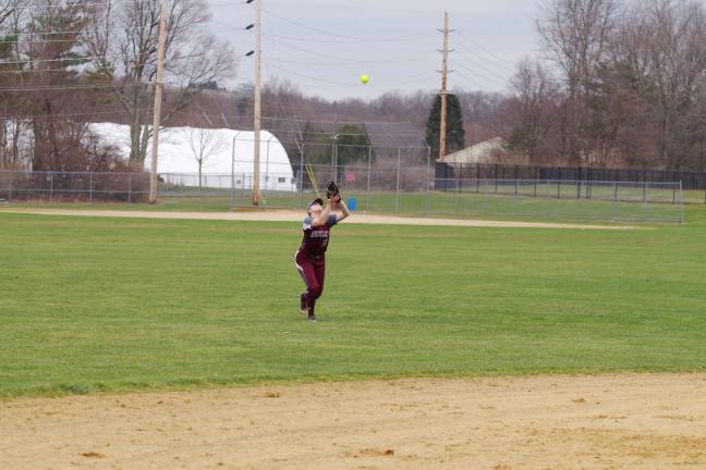 Nutley outfielder Sydney Kunz fields a fly ball.