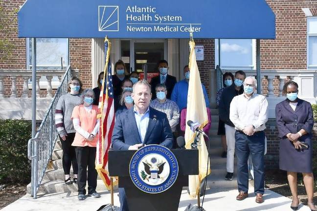 U.S. Rep. Josh Gottheimer (NJ-5) at Newton Memorial Hospital on Tuesday (Photo provided)