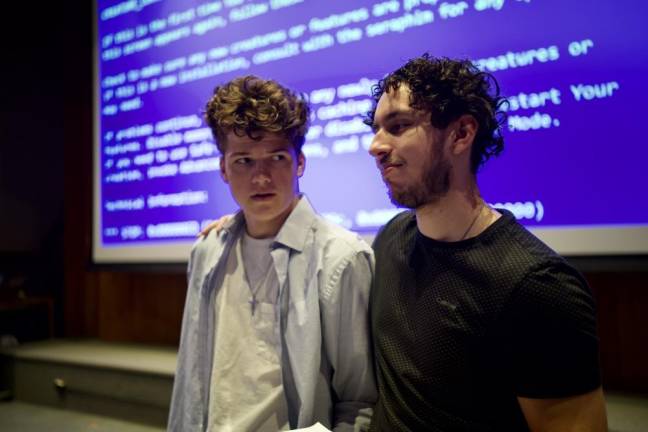 <b>Colin O’Sullivan, left, and Nicolas Galloza, both of Hopatcong, star in ‘And Every Creeping Thing’ at Sussex County Community College. </b>