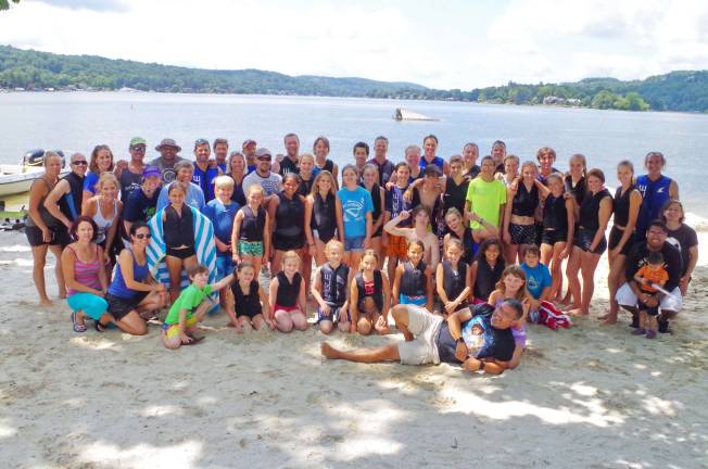The Lake Mohawk Ski Hawks Water Ski Show Team pose at Lake Mohawk on Saturday, July 15, 2017. Photos by George Leroy Hunter