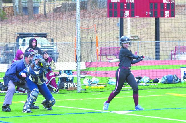 A swing and a miss. Newton High School took on Sparta High School in a girls varsity softball scrimmage.