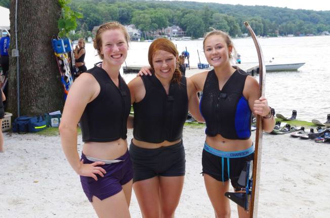 Marigrace Yuskaitis, Lauren O'Connor and Alyssa Devenny are members of the Lake Mohawk Ski Hawks Water Ski Show Team. The show team is made up of residents of the Lake Mohawk section of Sparta. Skiers Barney O’Donnell and Cliff Probst are founders of the team.